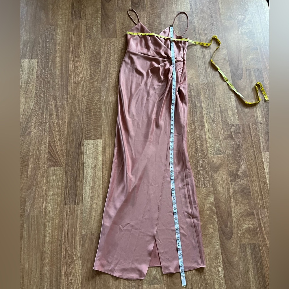 BHLDN Freya Satin Charmeuse Maxi Dress US Sz 10 Dusty Rose Mauve Pink Bridal - Picture 12 of 16